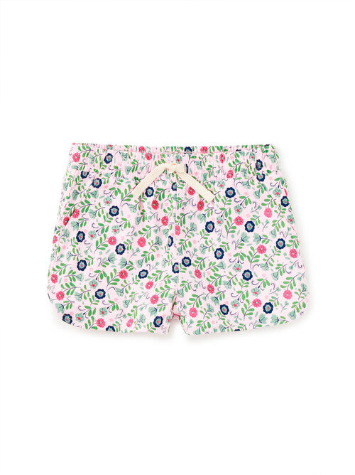 Tie Waist Shorts - Azulejos Florales
