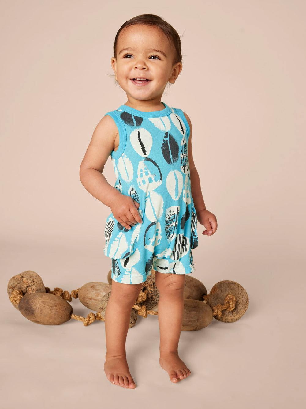 Sleeveless Baby Romper - Blockprint Shells