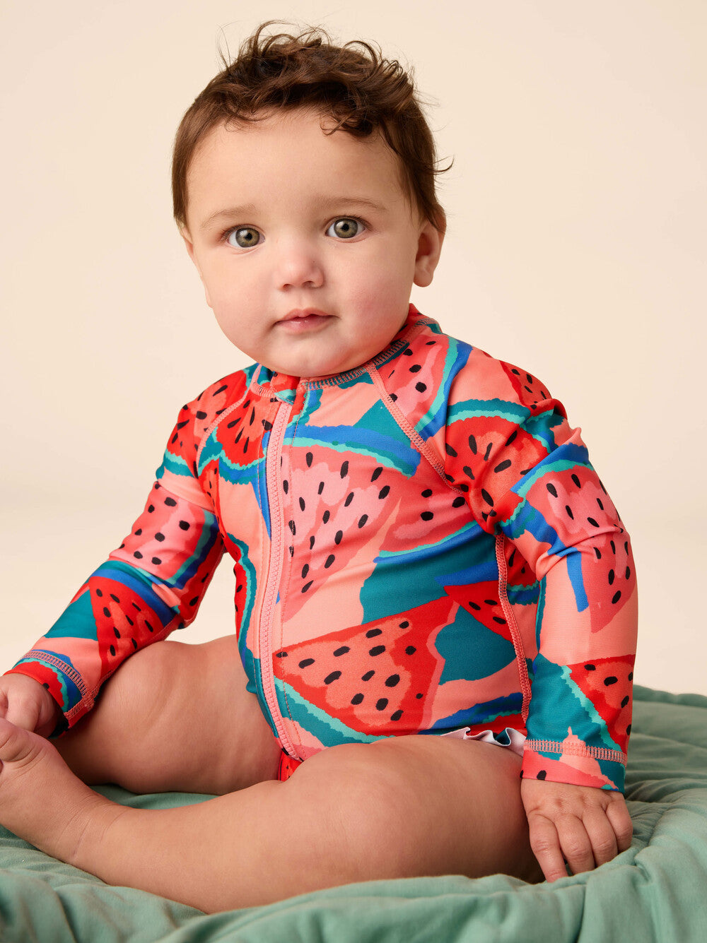 Rash Guard Baby One Piece Swimsuit - Wiggly Watermelons