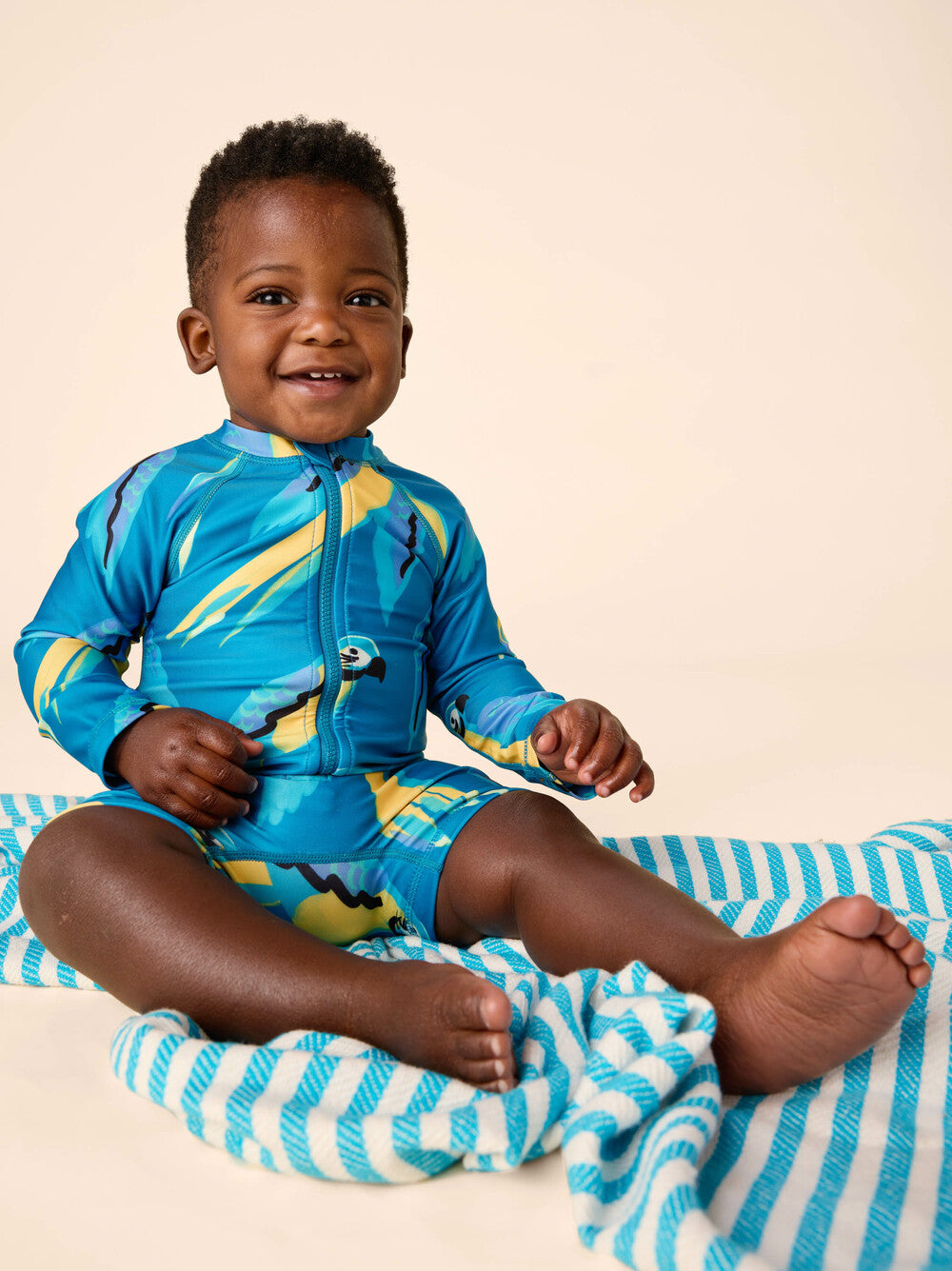 Rash Guard Baby Swimsuit - Blue & Yellow Macaws