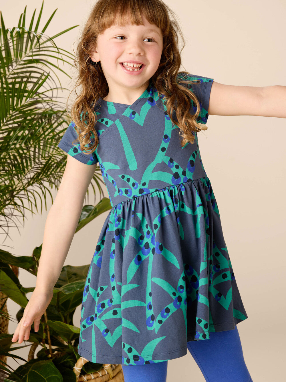 Short Sleeve Wrap Neck Toddler Dress - Spotted Palms