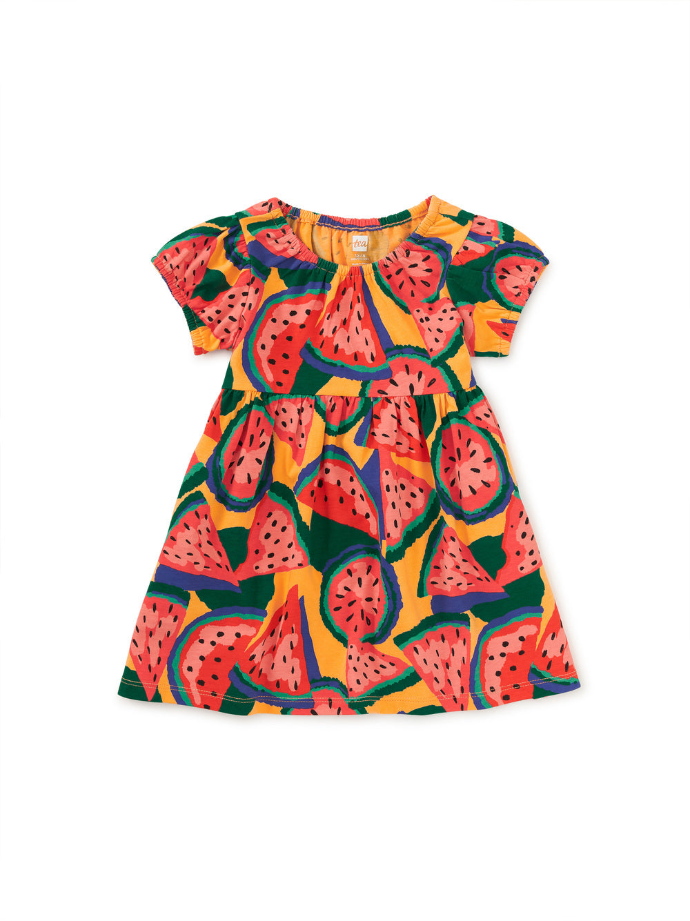 Puff Sleeve Empire Baby Dress - Wiggly Watermelons