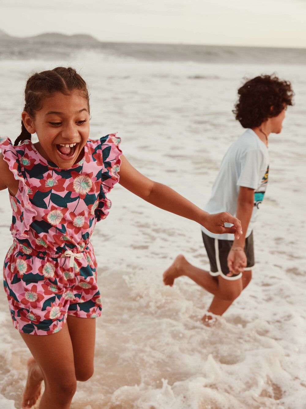 Flutter Sleeve Romper - Block Print Passion Flower