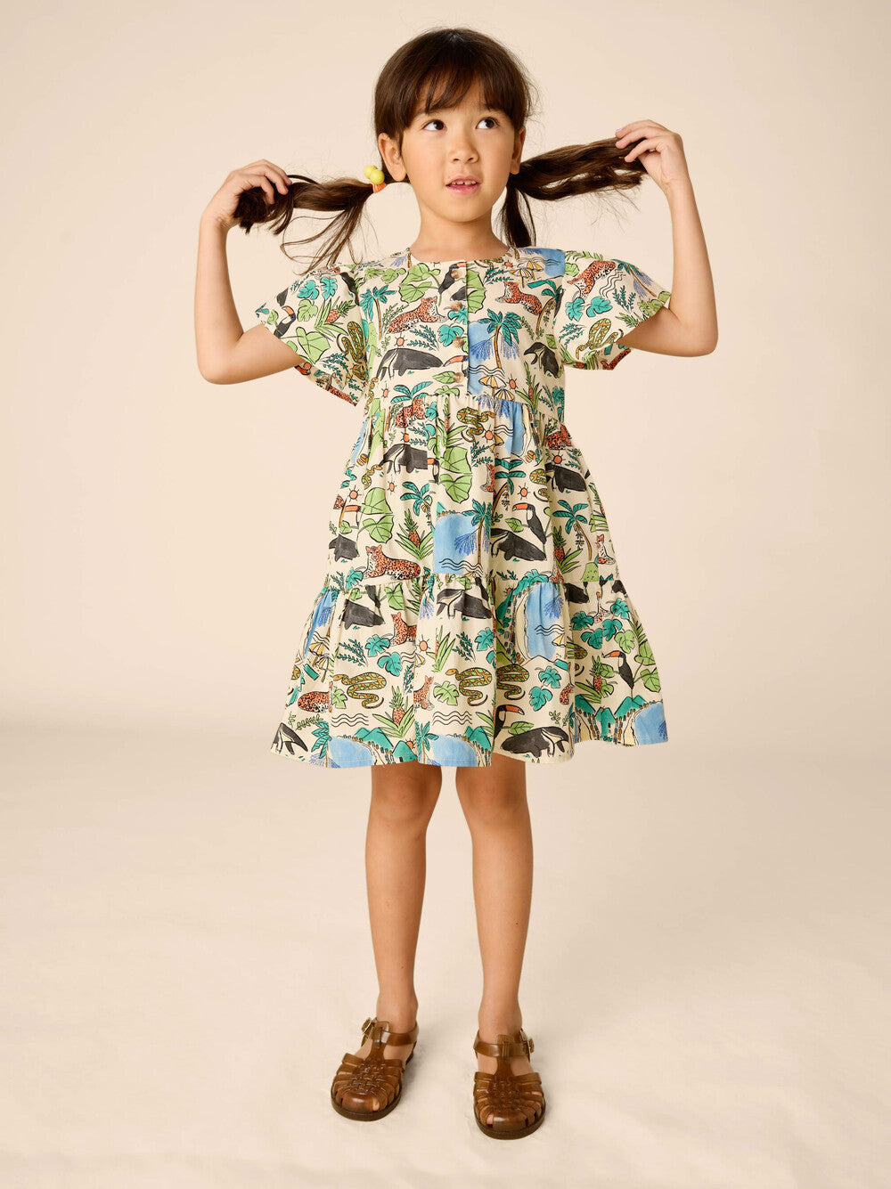 Tiered Woven Toddler Dress - Rio Animal Scenic