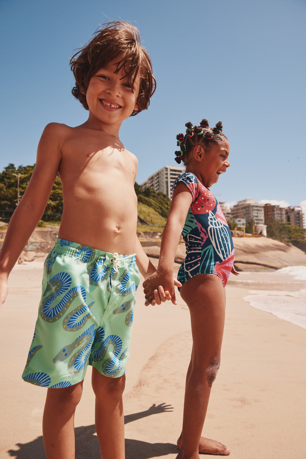 Mid-Length Swim Toddler Trunks - Squiggle Snakes