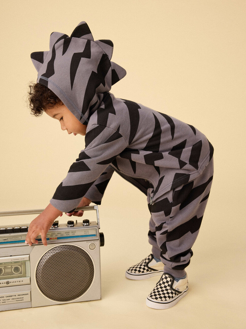 Spike Out Baby Hoodie - Lightning Stripes