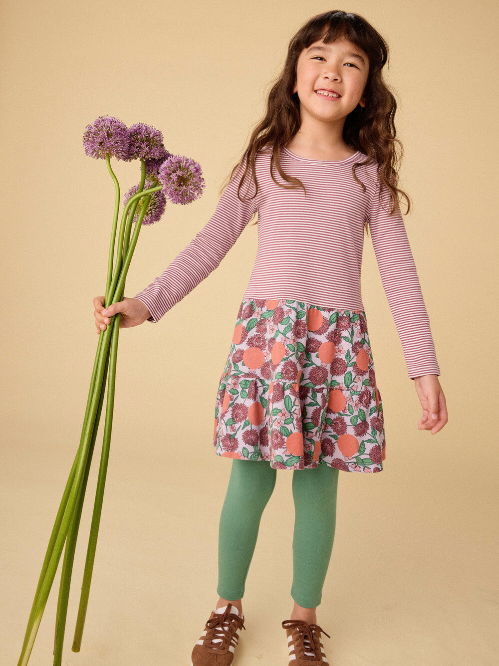 Tiered Skirted Twirl Toddler Dress - Persimmon Dot Floral