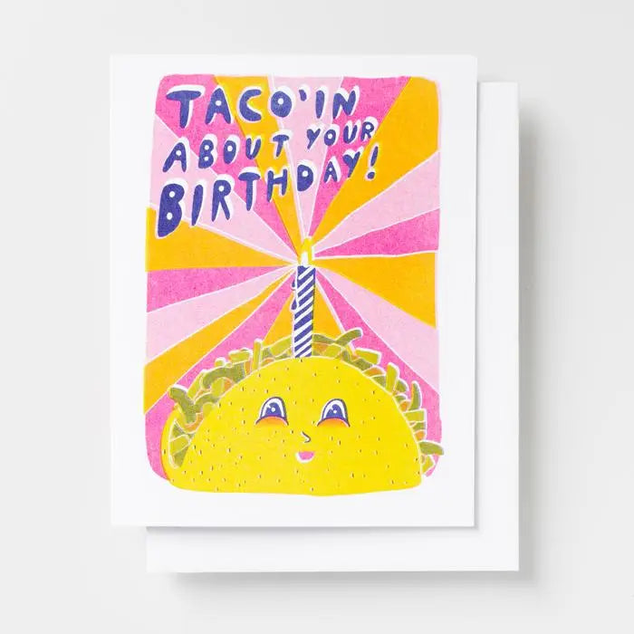 Taco Birthday Risograph Card