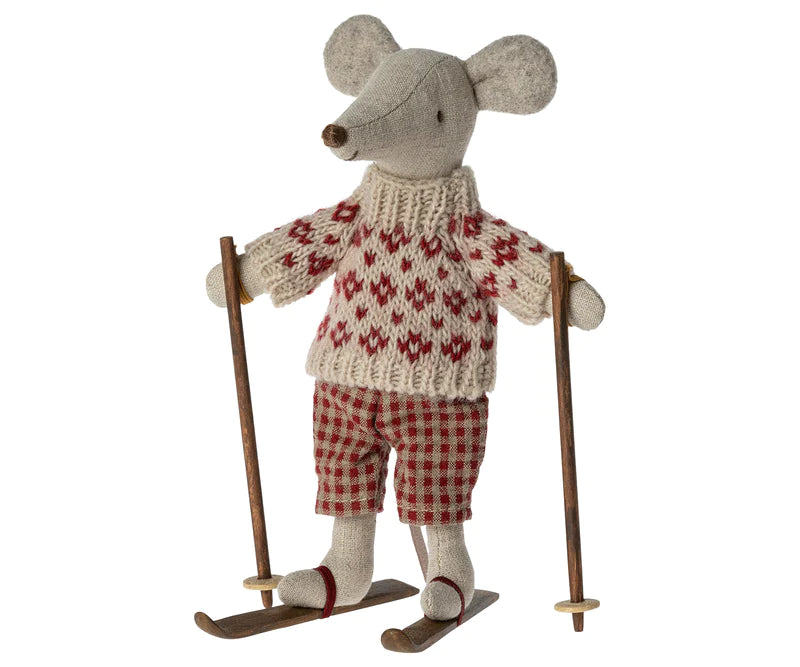 Winter Mouse with Ski Set - Mum & Dad