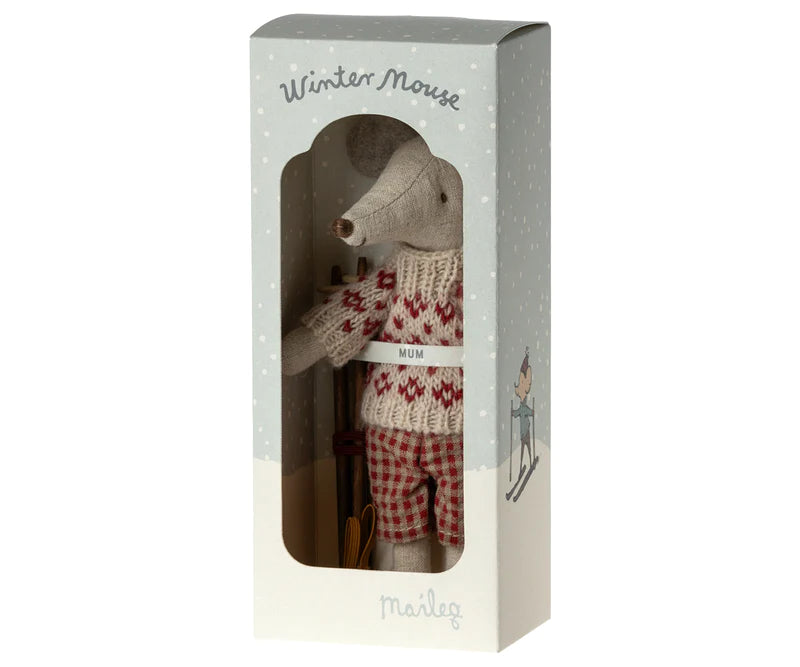 Winter Mouse with Ski Set - Mum & Dad