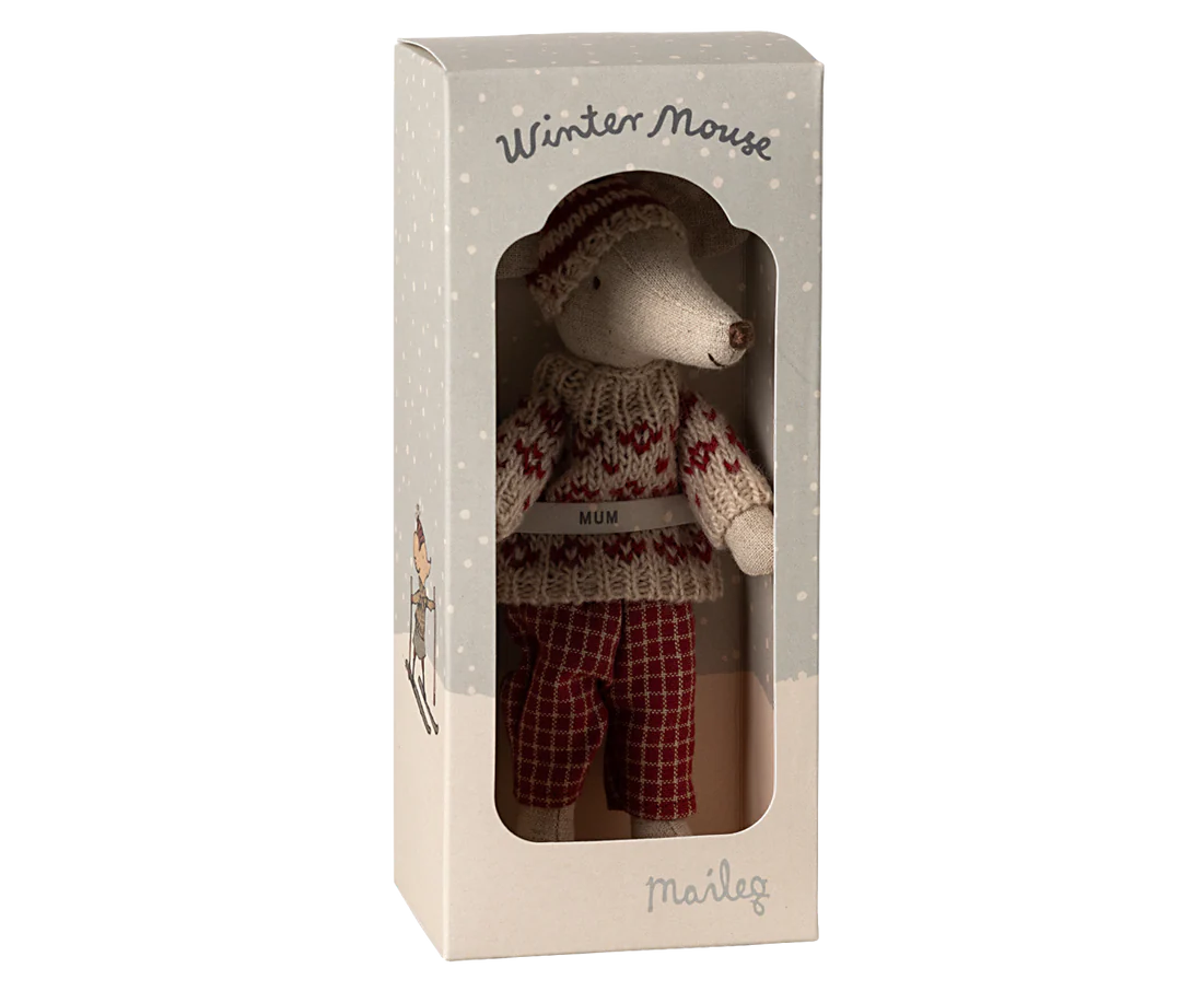 Winter Mouse with Ski Set - Mum & Dad