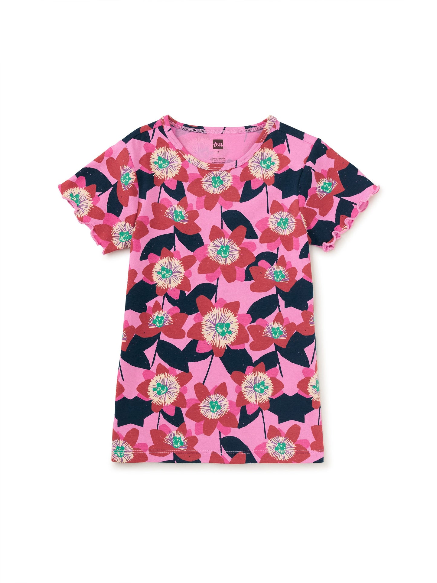 Printed Slim Fit Top - Block Print Passion Flower