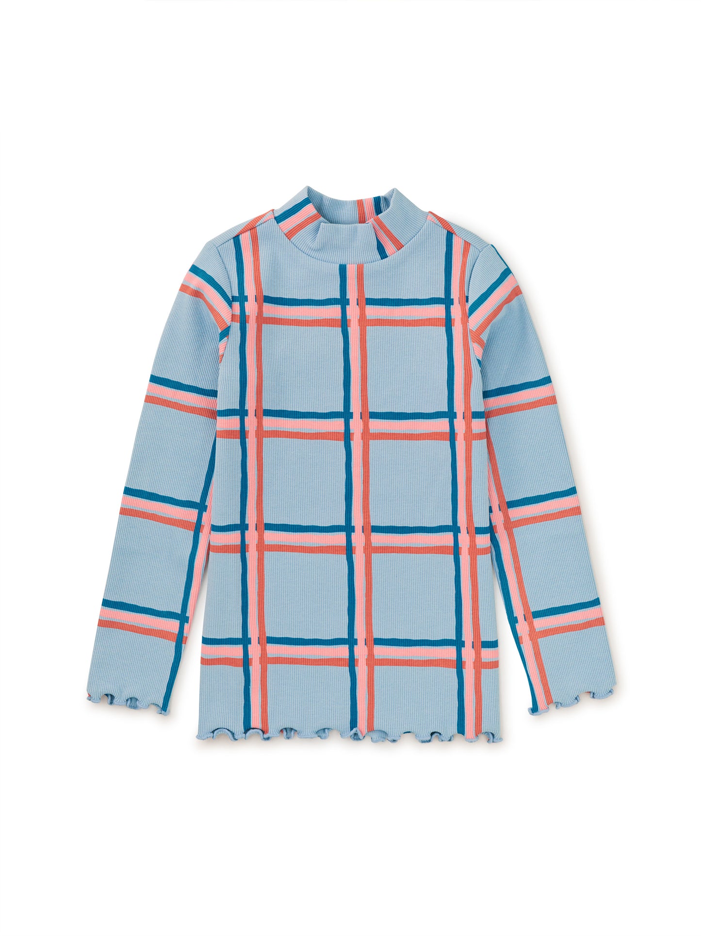 Ribbed Long Sleeve Mockneck - Painted Windowpane Plaid
