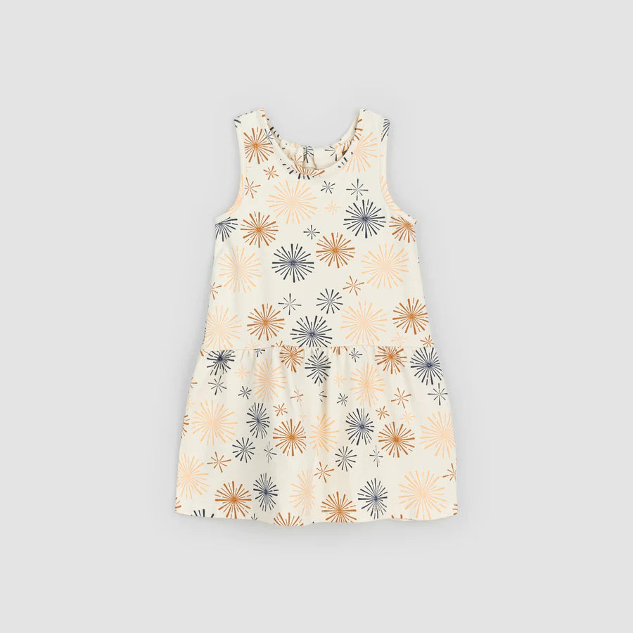 Fireworks Print Racerback Jersey Dress - Creme