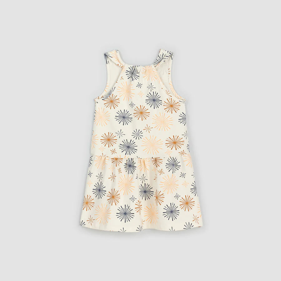 Fireworks Print Racerback Jersey Dress - Creme