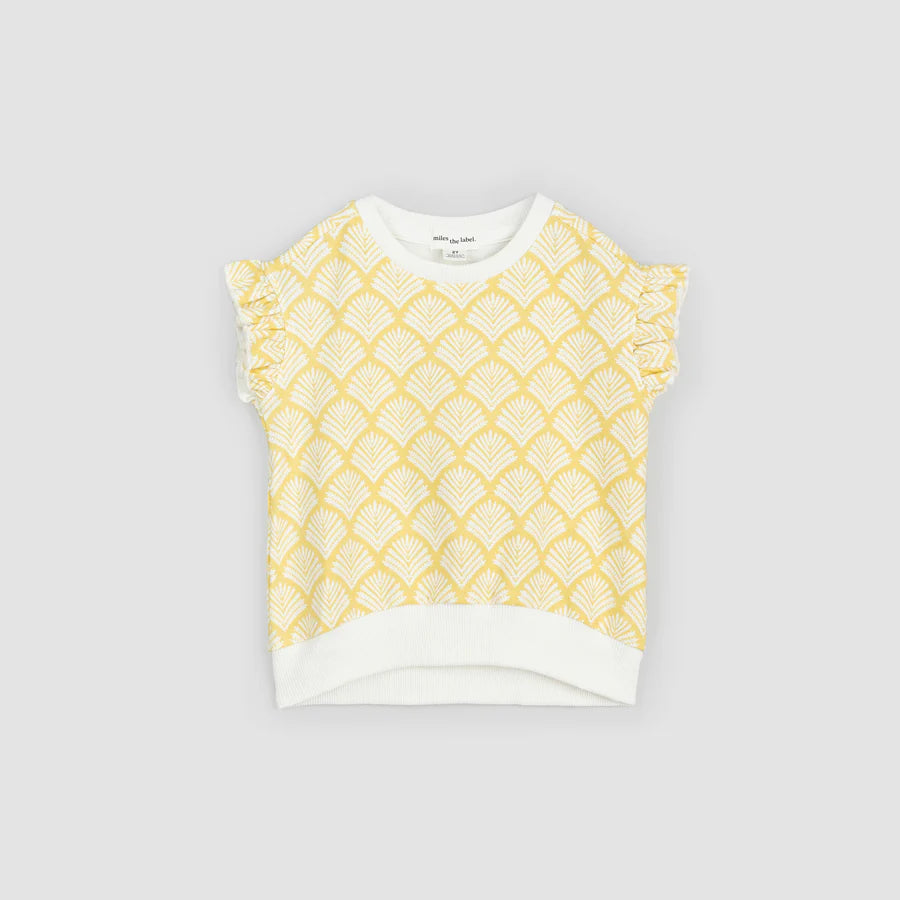 Ruffle Short Sleeve Toddler Sweatshirt - Canary Beachcomber