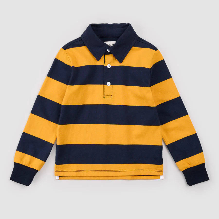 Striped Rugby Polo - Spruce Yellow + Navy