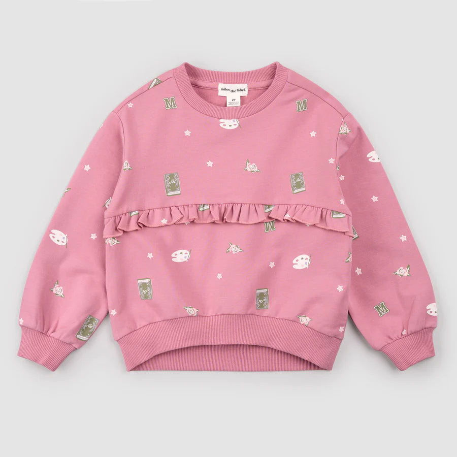 Art Class Ruffle Sweatshirt - Foxglove