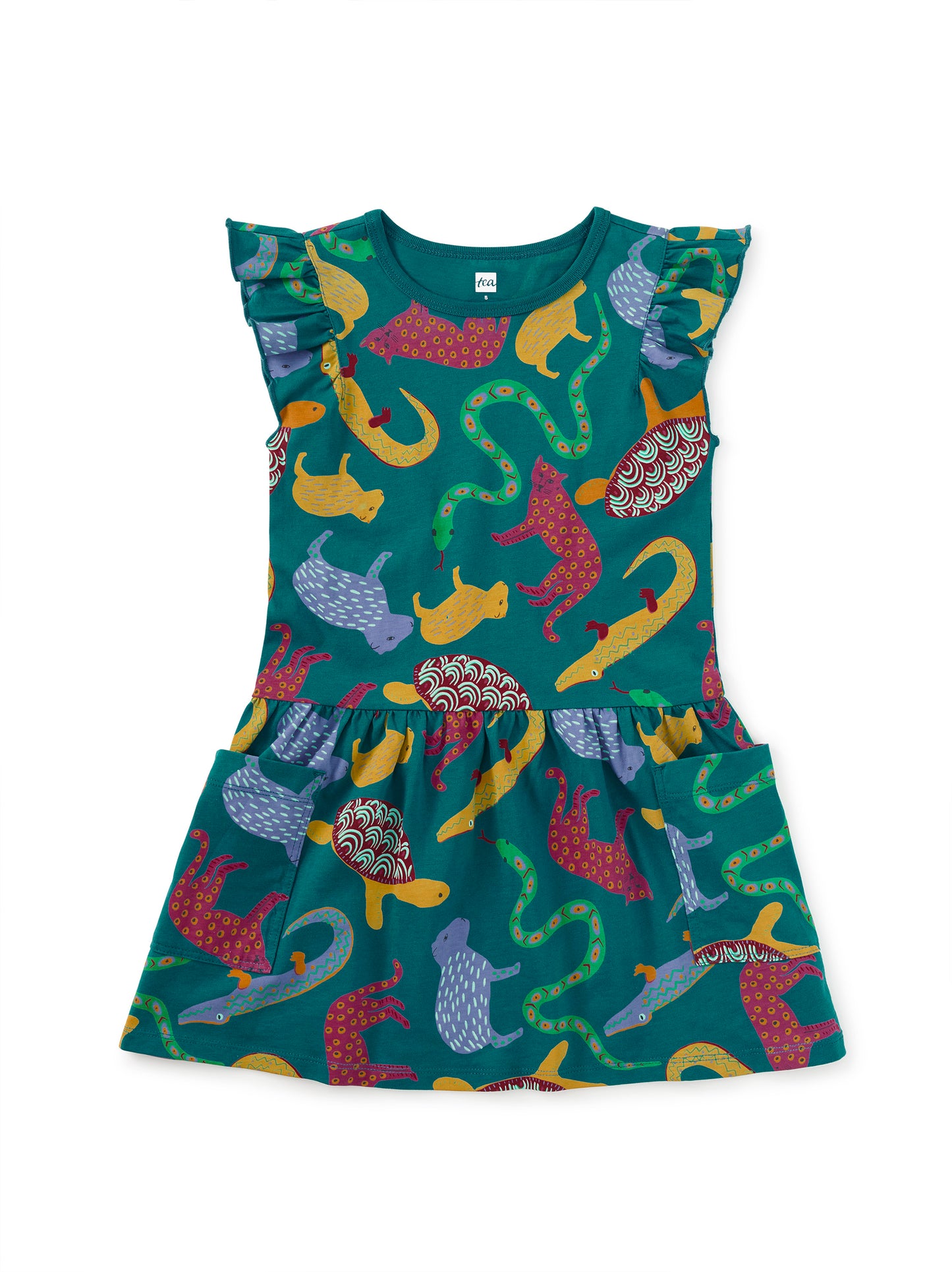 Flutter Sleeve Pocket Toddler Dress - Brazilian Folk Animals