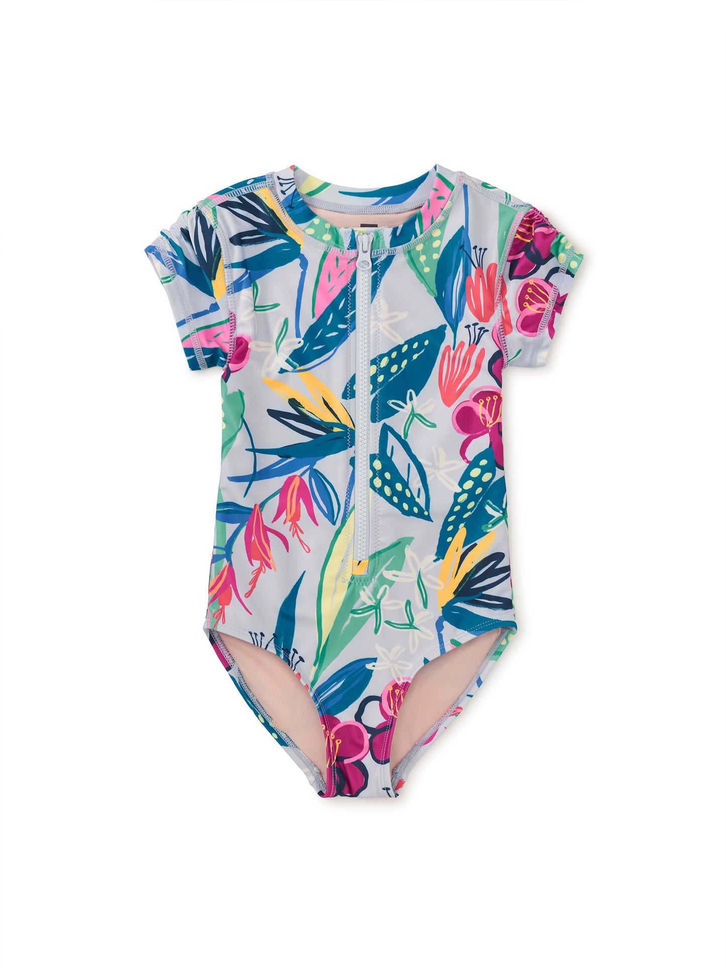 Rash Guard One-Piece Swimsuit - Tropical Floral Burst