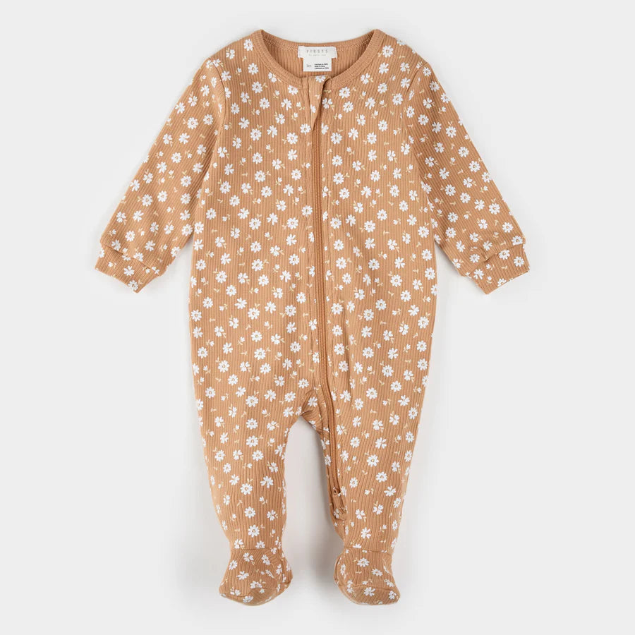 Floral Ribbed Sleeper - Rosy Mango