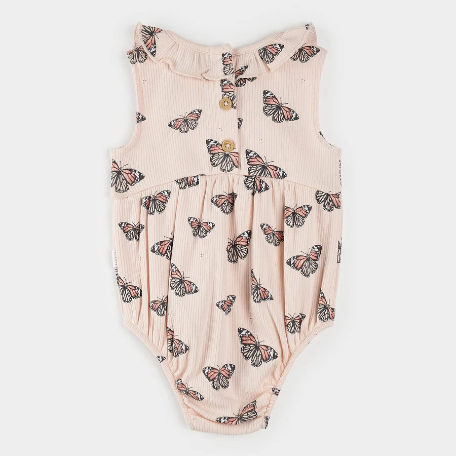 Monarch Ribbed Bubble Onesie - Cherry Blossom