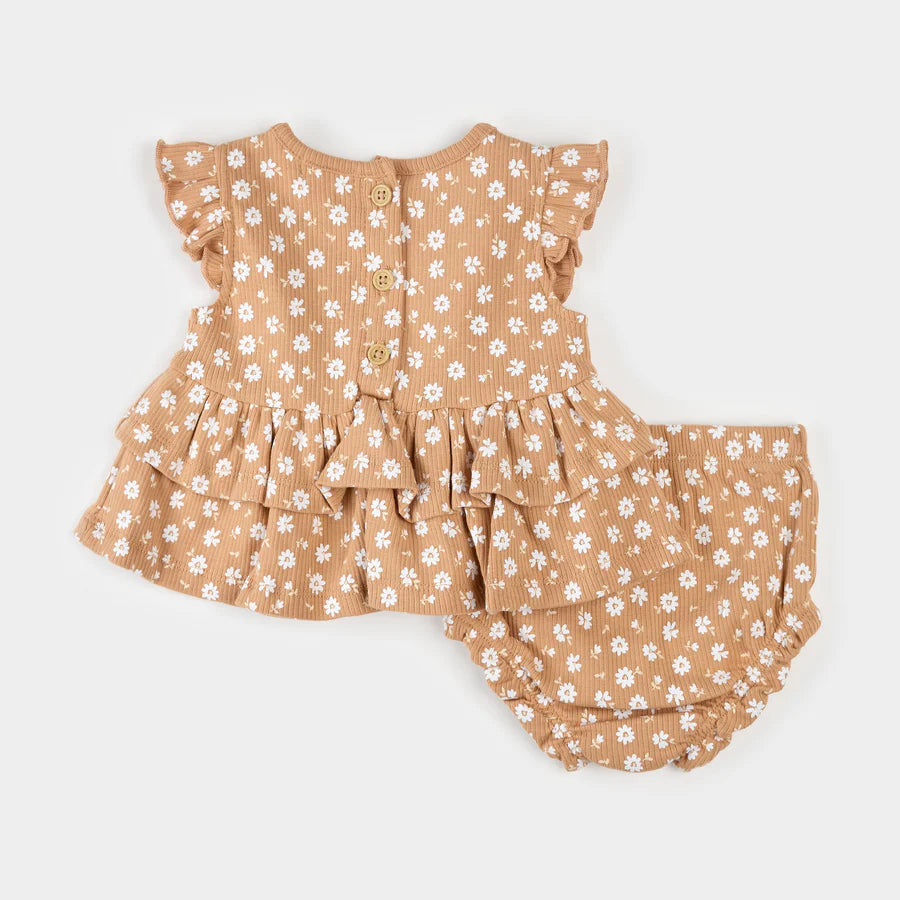 Ribbed Outfit Set - Rosy Mango Floral