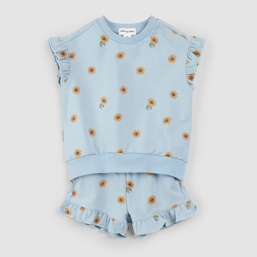 Ruffle Sunflower Baby Set - Celestial Blue