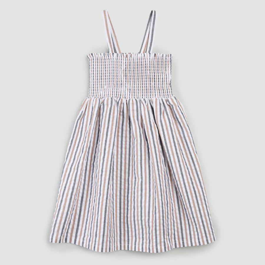 Smocked Stripe Tank Dress - Rosewood + Navy
