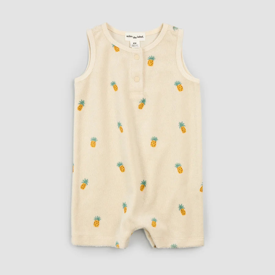 Pineapple Terry Cloth Romper - Birch