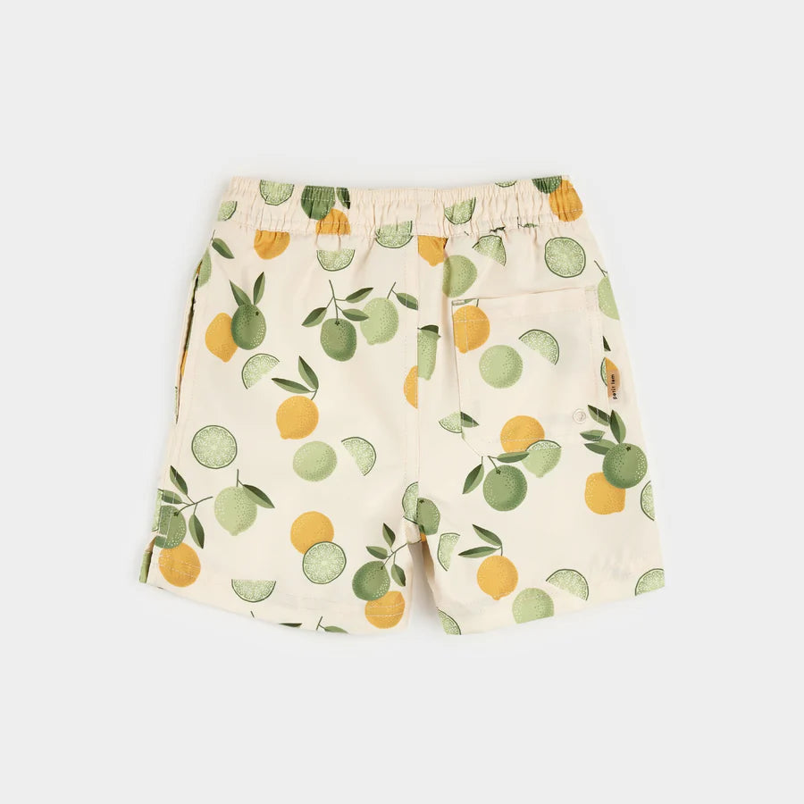 Toddler Swim Trunks - Antique White Citrus Print