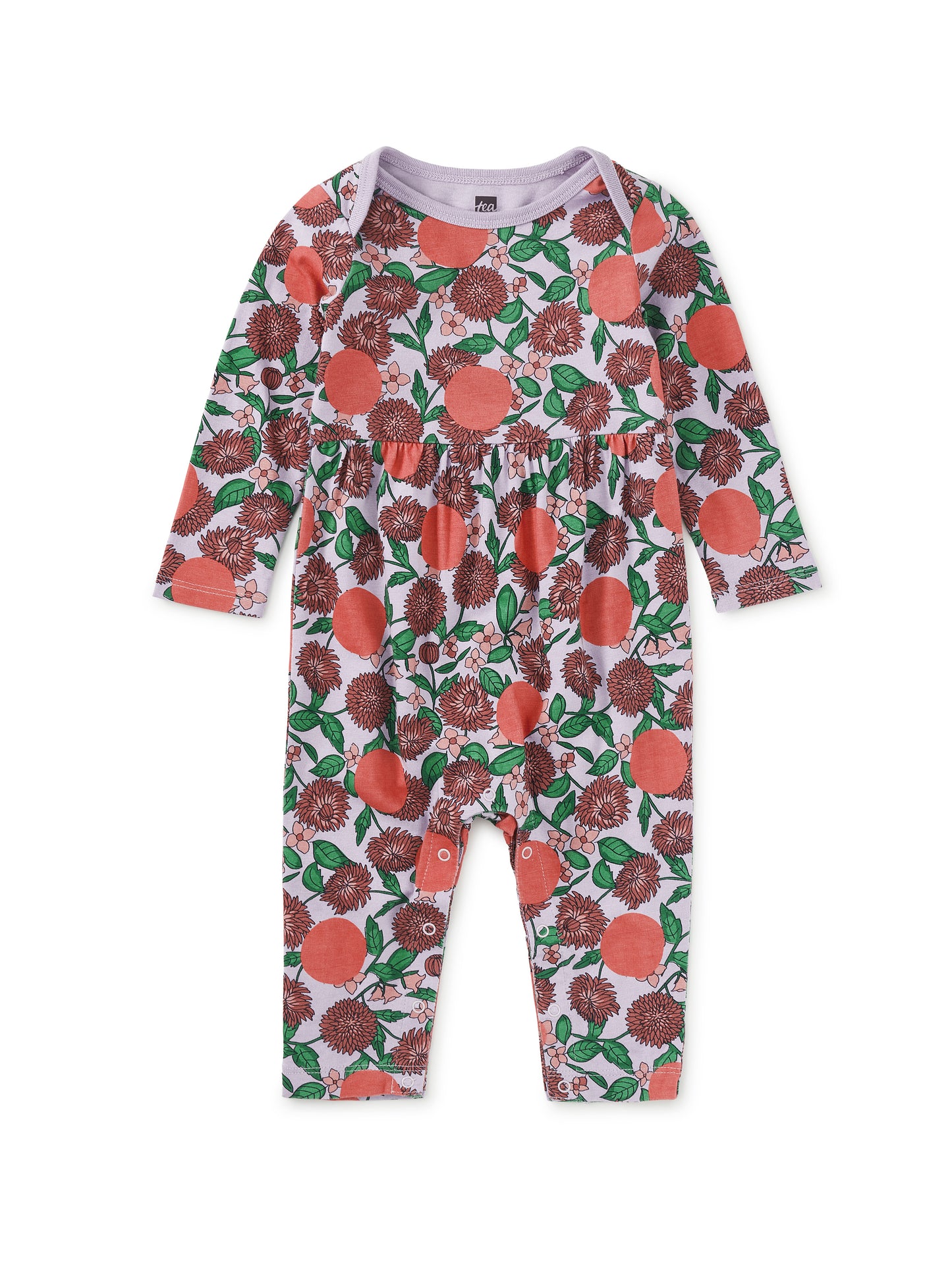 Lap Shoulder Baby Romper - Persimmon Dot Floral