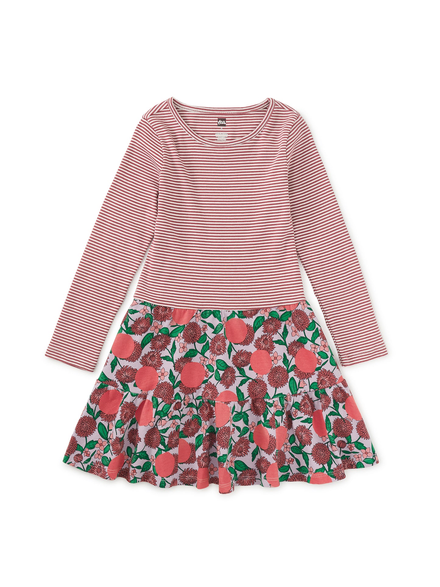 Tiered Skirted Twirl Baby Dress - Persimmon Dot Floral