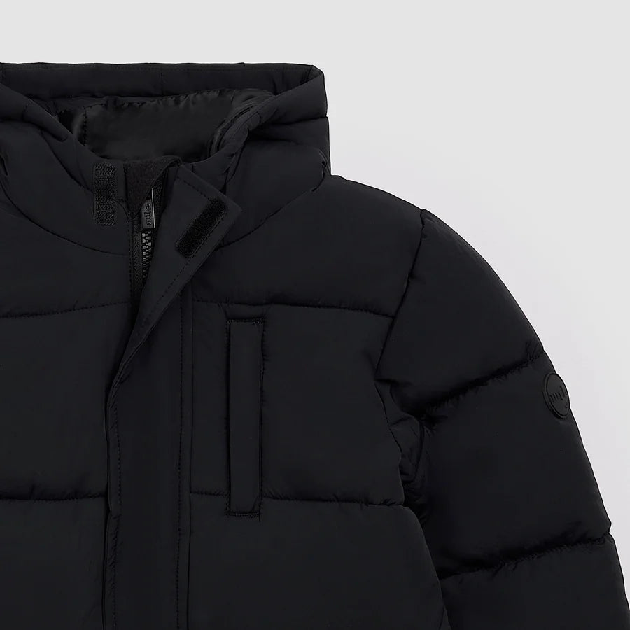 Black Hooded Mid Weight Coat
