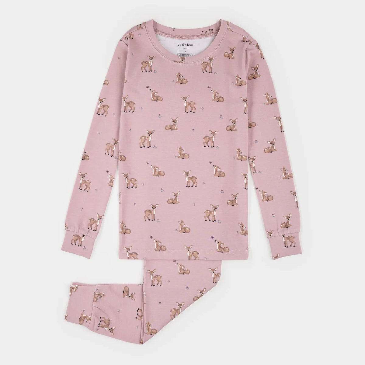 Fall Fawn Print on Twilight LunaKnit Baby PJ Set
