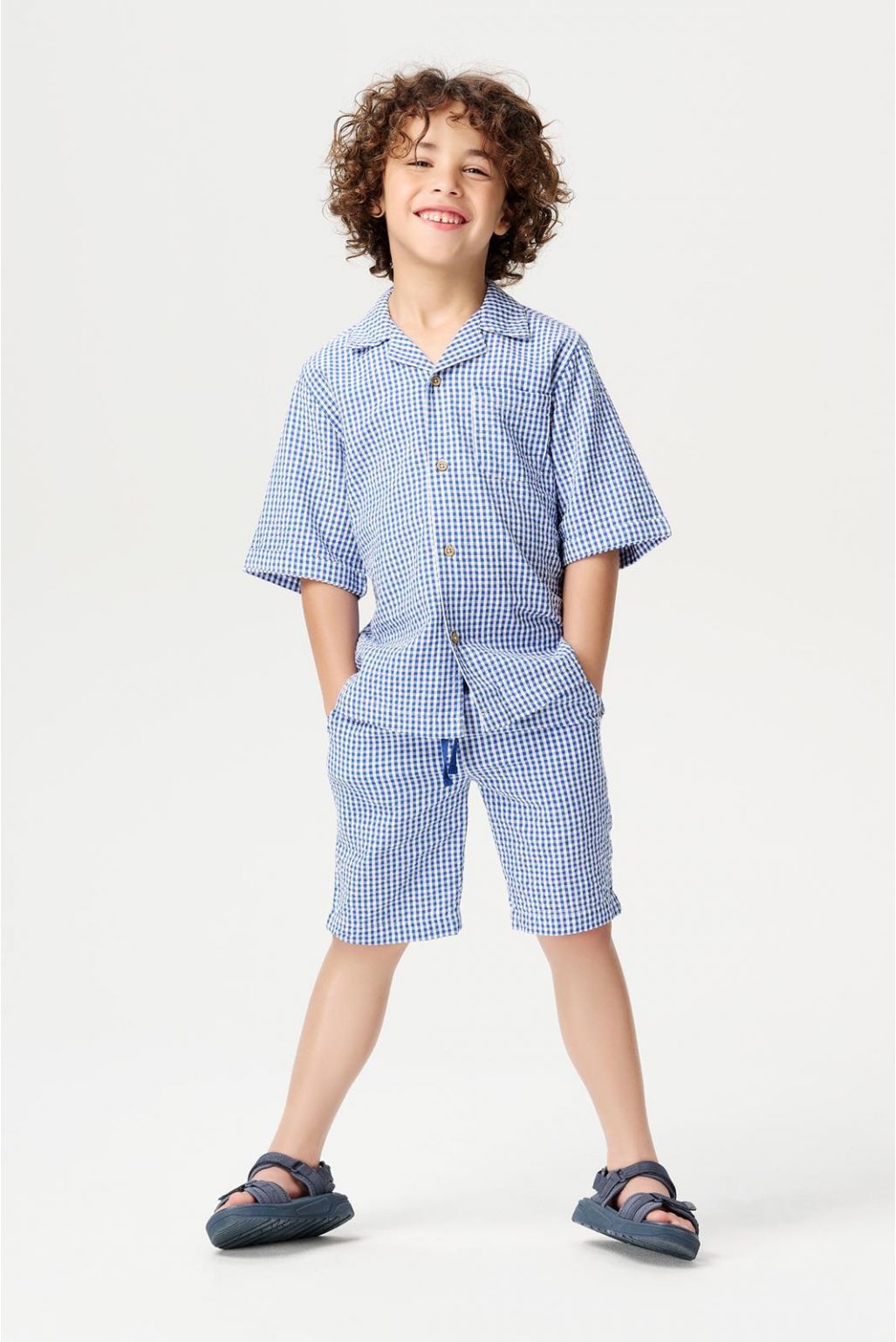Osnabruck Short Sleeve Toddler Shirt - Blue Check