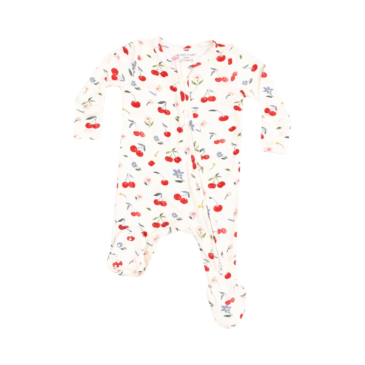 2 Way Zipper Footie - Watercolor Cherries + Gingham