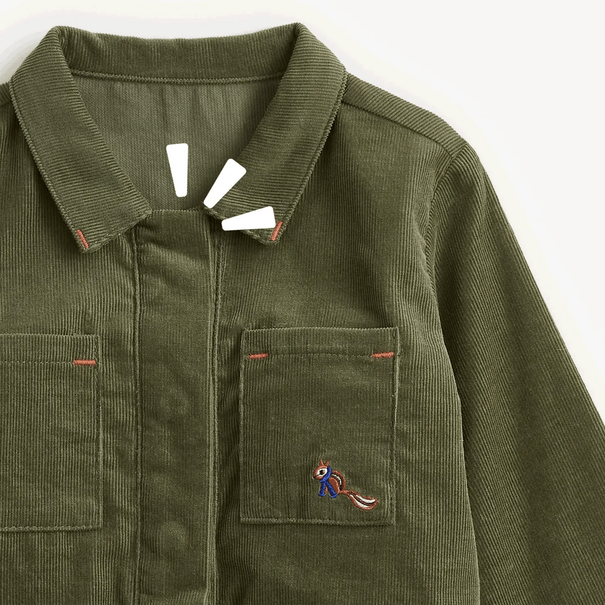 Corduroy Magnetic Romper - Olive