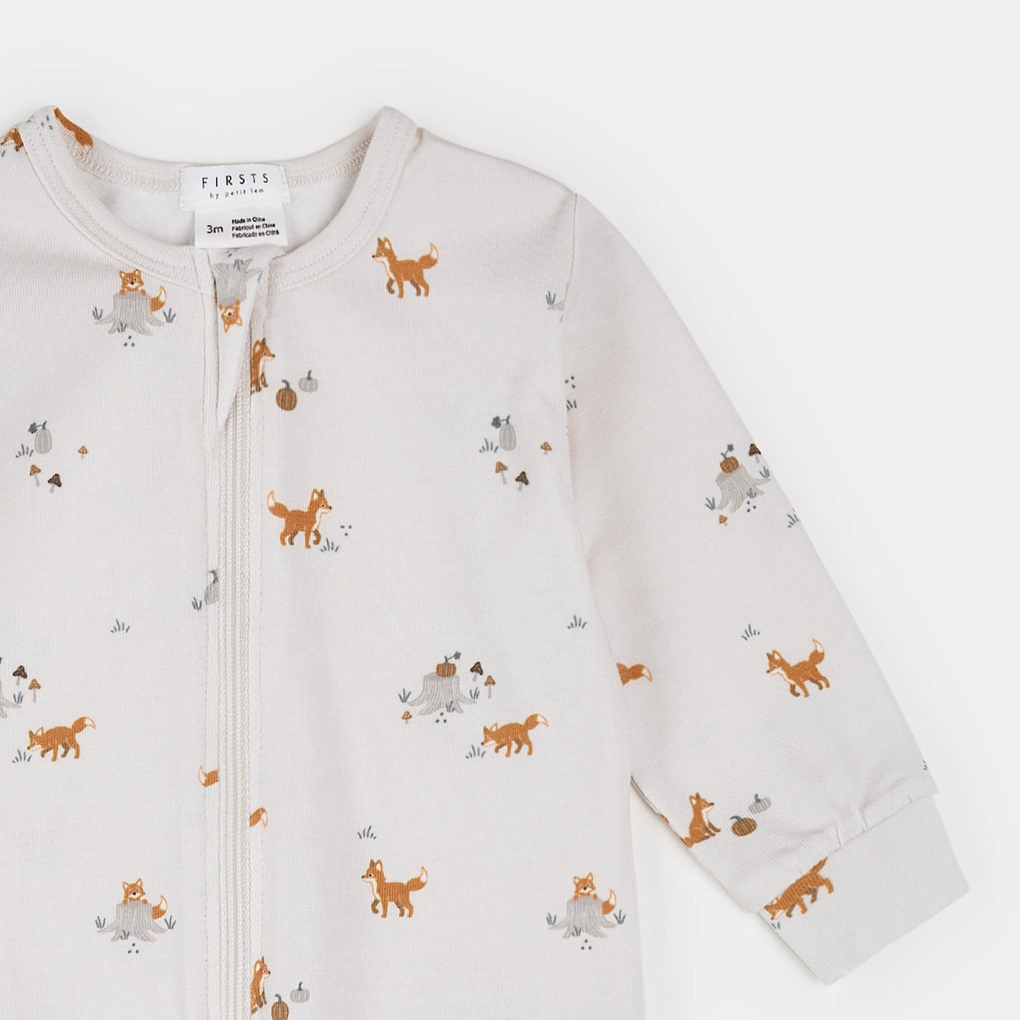 Fox Kit Print on Off-White LunaKnit Sleeper