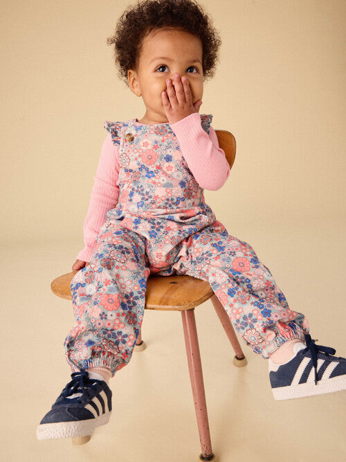 Corduroy Ruffle Baby Overalls - Japanese Mini Floral