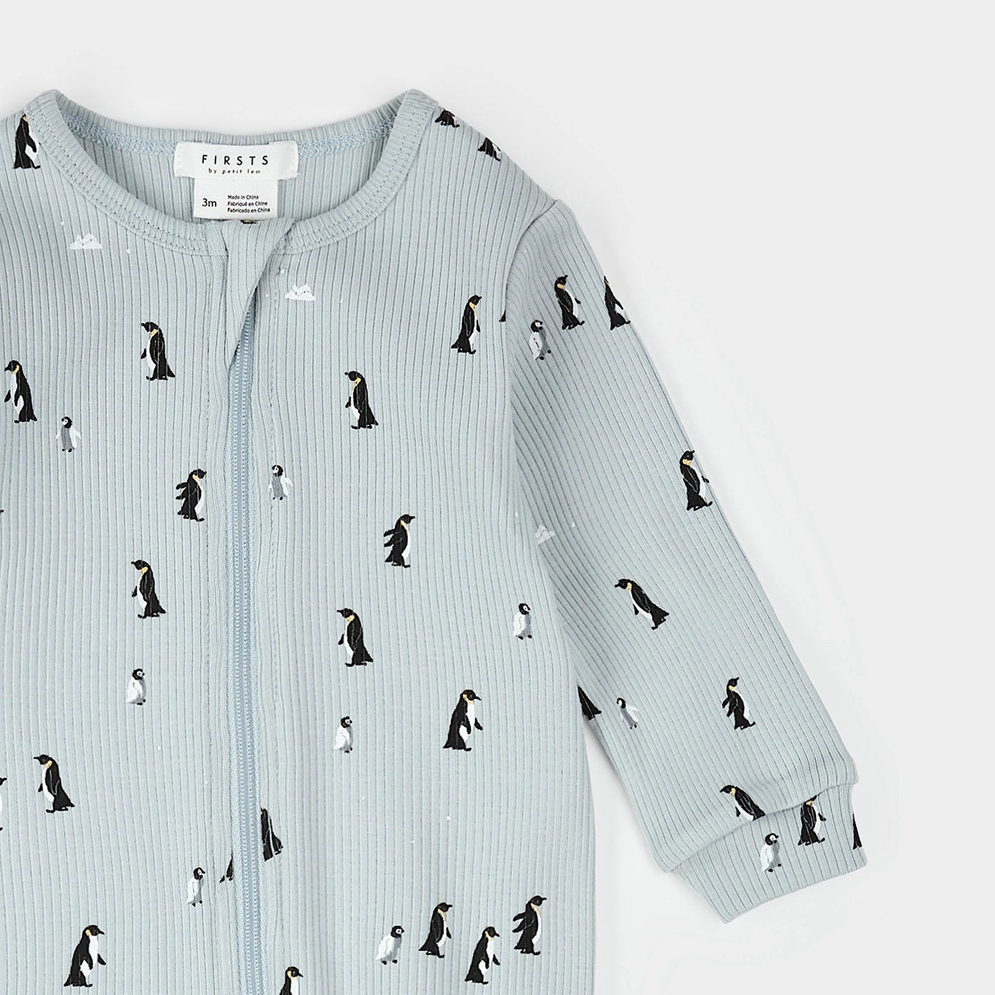 Penguin Print on Pearl Blue Sleeper