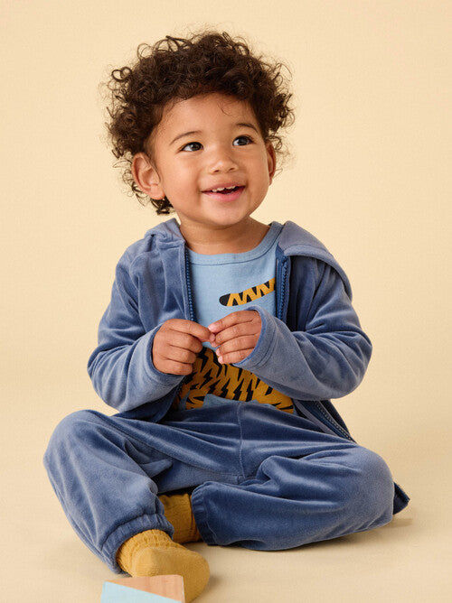 Easy Fit Velour Baby Joggers-Naval Blue