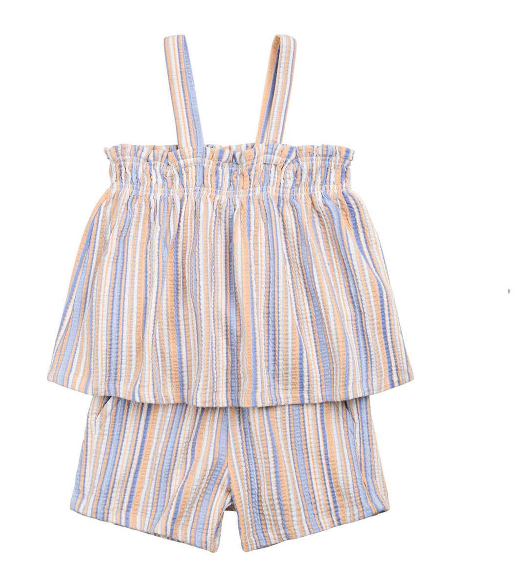 Knit Tank Top and Short Set - Orange Stripes
