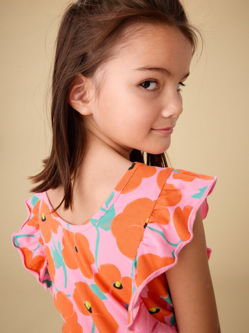 Short Sleeve Ballet Dress - Poppy Poppies