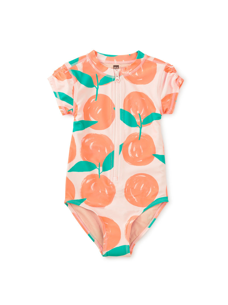 Long Sleeve One-Piece Swimsuit - Valencia Orange