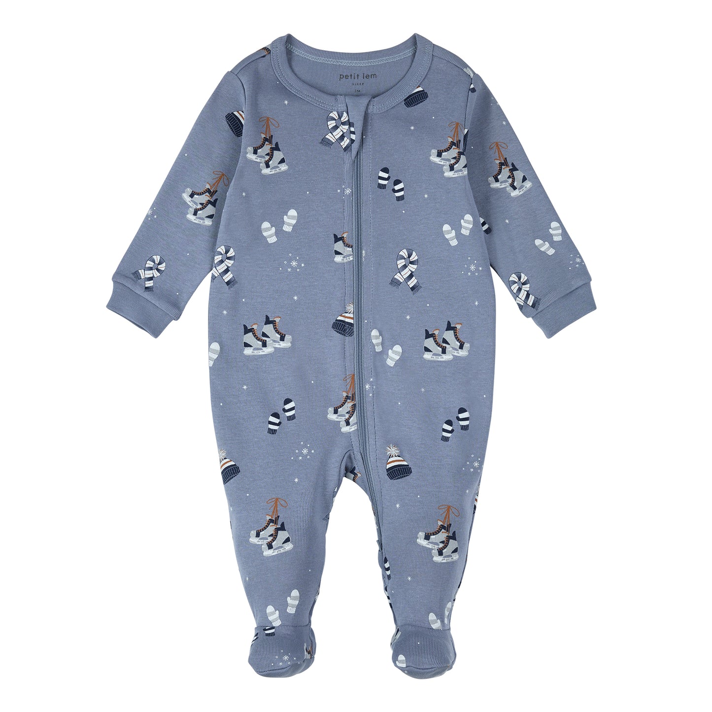 Footed Sleeper Knit-Cozy Winter Accessories Print on Blue Sleeper