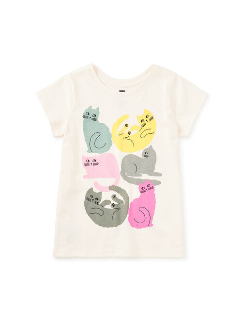 Toddler Colorfull Cats Graphic Tee -Froth