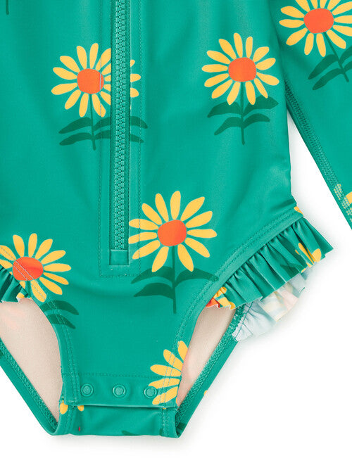 Rash Guard One-Piece Baby Swimsuit - Sunflowers