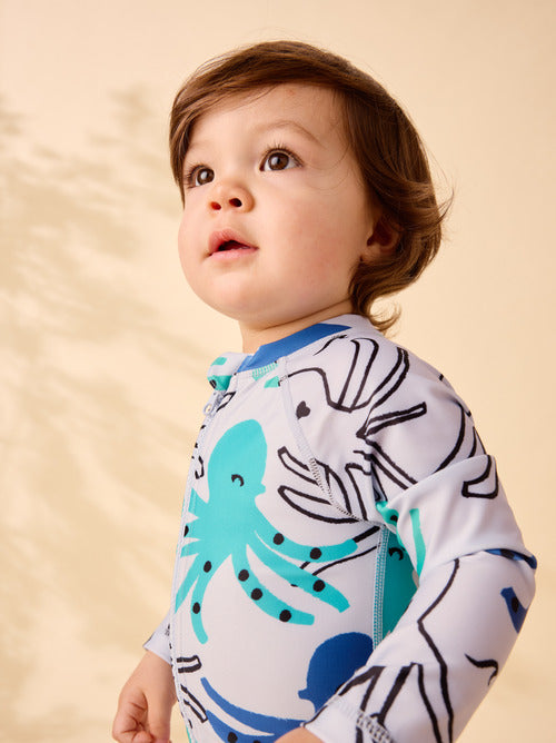 Rash Guard Baby Swimsuit - Sketched Octopus