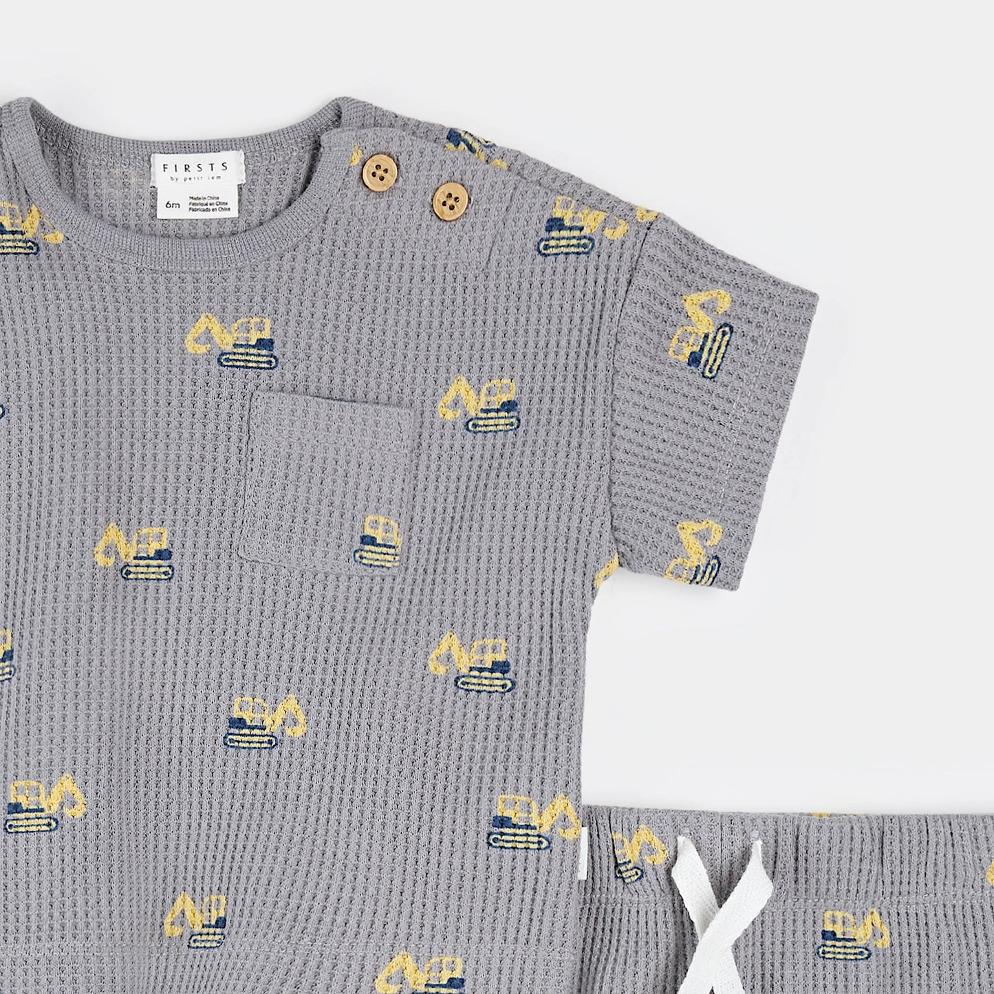 Diggers Print On Cement Short Set